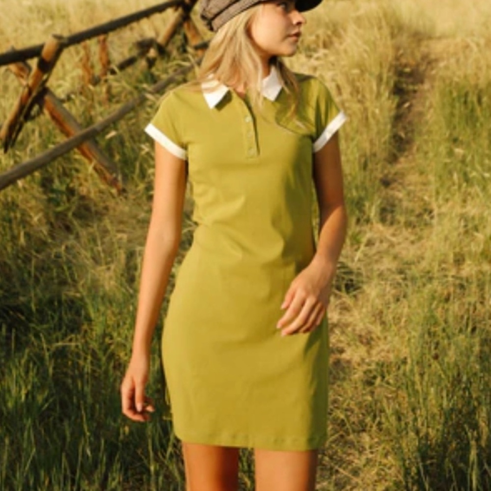 NWT Jo West Polo Shirt Dress in Green‎ and White - XL